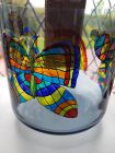 lantern/ice bucket with stained glass effect paintings painted with Reiki love and chakra colours