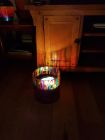 round horizontal stained glass effect lantern/ice bucket