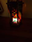 Morrocan 6 sided stained glass effect candle lantern