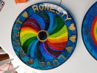 glass dinner plate with chakra swirl and message