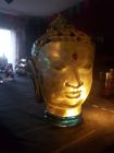 painted gold and jewels Buddha head with led fairy lights