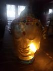 painted gold and jewels Buddha head with led fairy lights