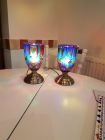 2 chakra painted touch lamps with brass effect base