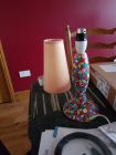 wooden based lamp with fabric shade