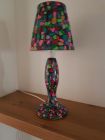 wooden based lamp with fabric shade
